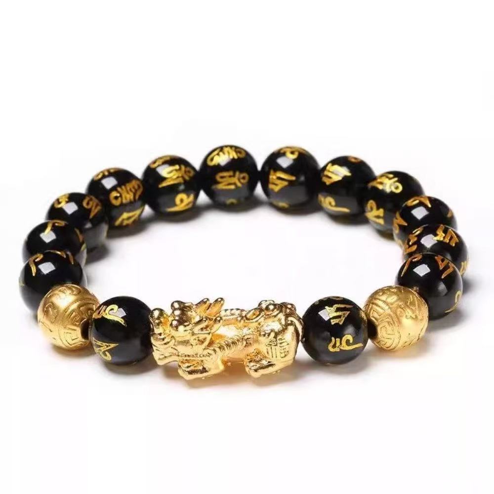 Feng Shui Wealth Bracelet  Ultimate Prosperity Armor for Men Women Pixiu and black obsidian. It brings prosperity, offers protection, attracts good fortune and repels evil spirits