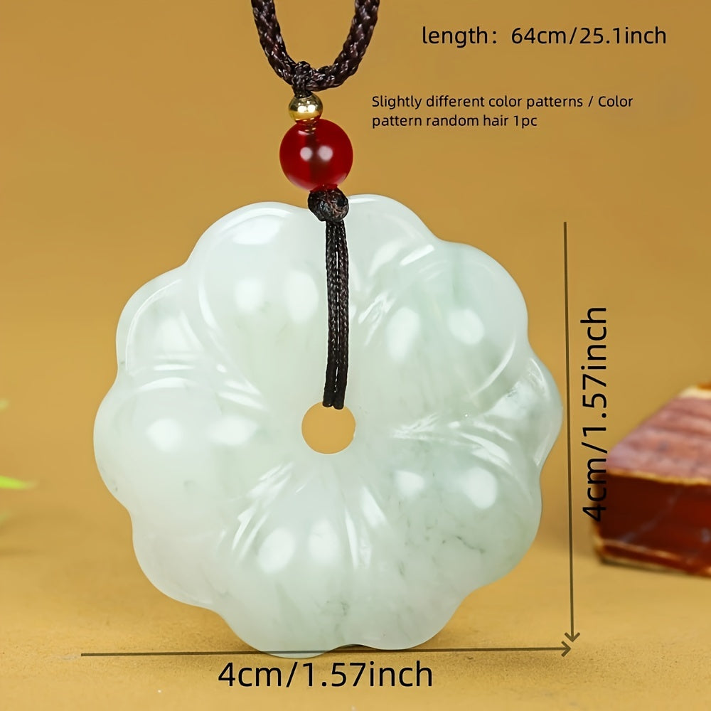Elegant Natural Stone Flower Pendant - Men's Spiritual Grounding Jewelry & Sweater Chain Accessory