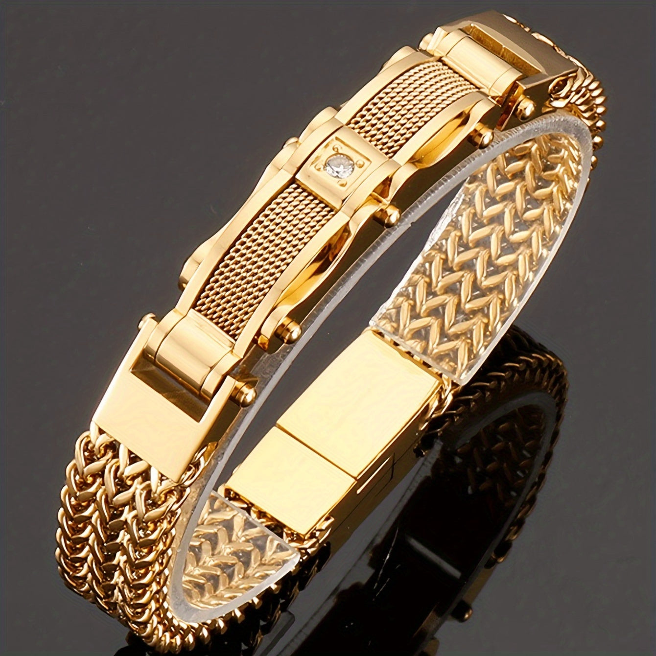 Men's 304 Stainless Steel Hip-Hop Motorcycle Chain Bracelet - Energy of Strength & Style | Nightclub & Wedding Wear