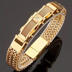Men's 304 Stainless Steel Hip-Hop Motorcycle Chain Bracelet - Energy of Strength & Style | Nightclub & Wedding Wear