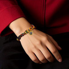 Tibetan Buddhist Om Mani Padme Hum Wealth & Protection Bracelet — Energy Talisman for Prosperity, Spiritual Balance & Daily Mindfulness