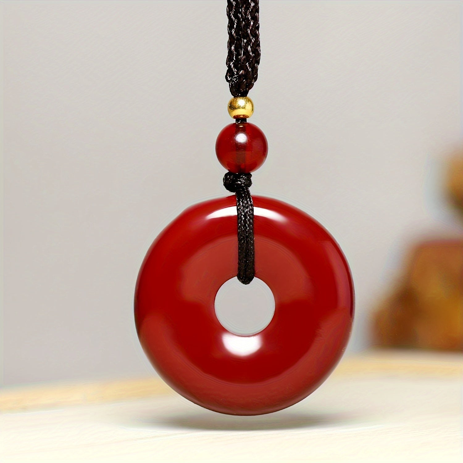 Natural Raw Stone Cinnabar Pendant Necklace - Spiritual Protection & Positive Energy for Men and Women