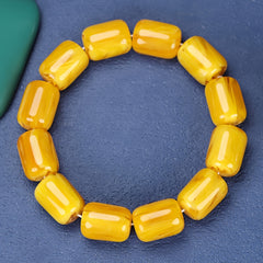 Natural Amber-like Bead Bracelet - Golden Yellow Energy for Daily Wear & Protection