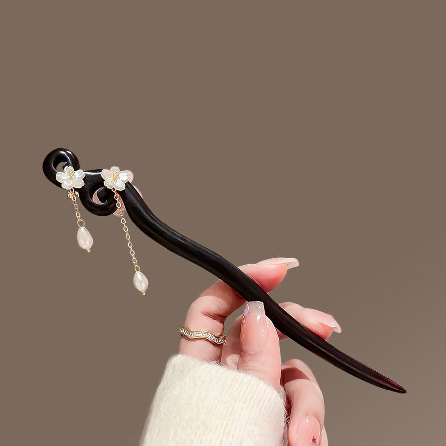 2pcs Romantic Cherry Blossom Hairpin Set - Feminine Ancient Style with Swaying Flow for Mindful Energy & Harmonious Elegance