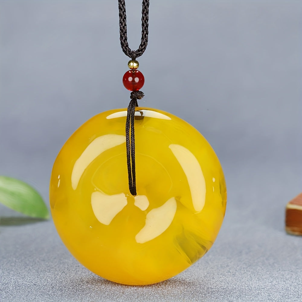 Elegant Bohemian Amber Pendant - Harmonious Energy for Creativity & Protection