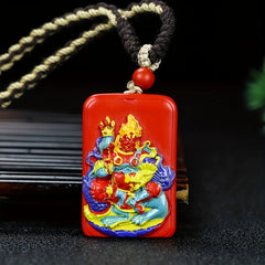 Cinnabar Stone Pixiu Pendant for Wealth Attraction Traditional Chinese Feng Shui Amulet for Good Fortune