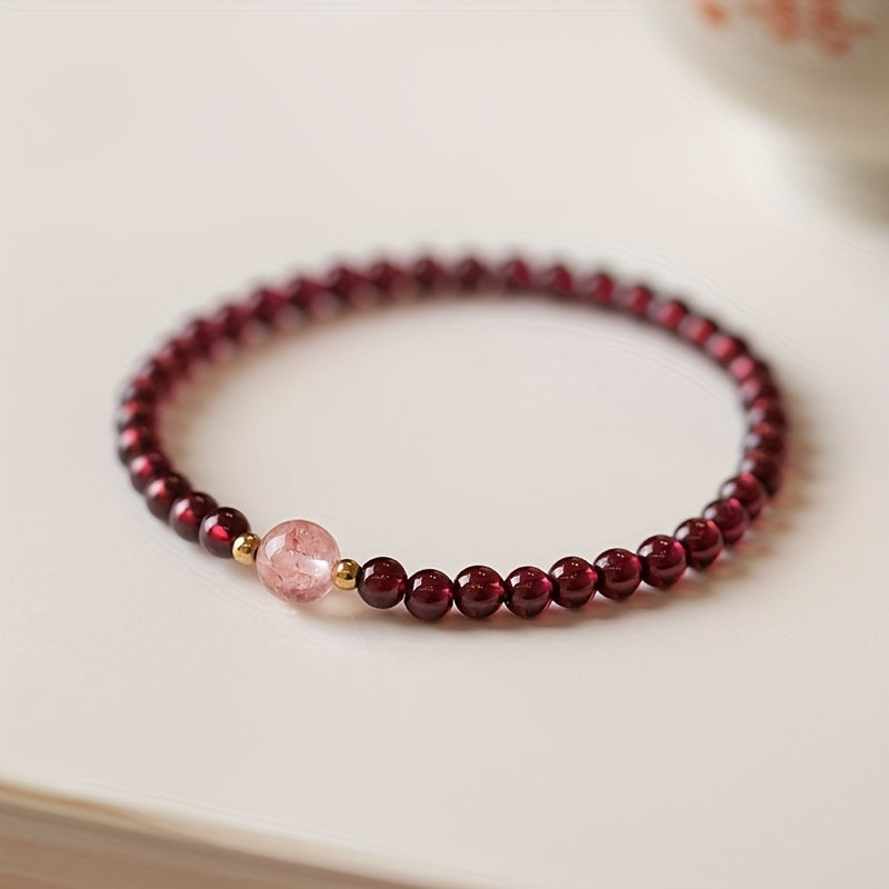 Bohemian Multi-Layer Beaded Bracelet - Wine Red, Pink & Gold Crystals for Elegance & Spiritual Energy