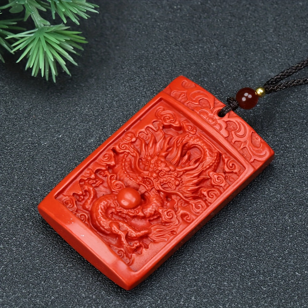 Red Cinnabar Dragon Pendant for Luck, Protection, and Spiritual Power
