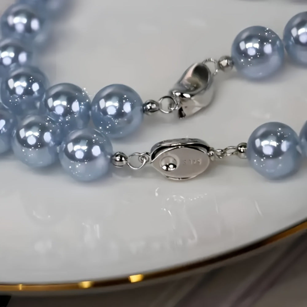 Bohemian Vacation Style Blue Freshwater Pearls Necklace - Elegant Layered Jewelry for Casual & Gift Occasions with Spiritual Energy