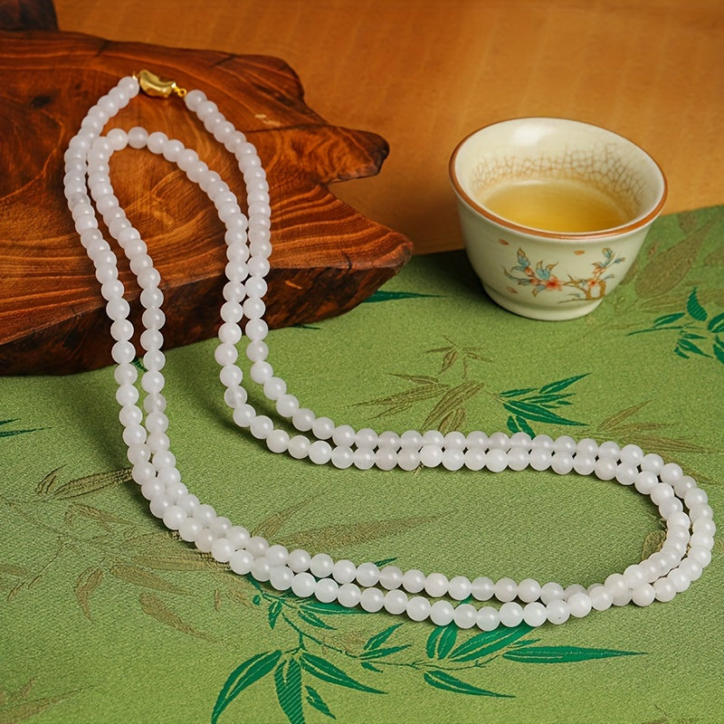 White Ice Transparent Autumn And Winter Mother Chain Unisex Retro Trend Sweater Chain for Energy Flow and Spiritual Harmony