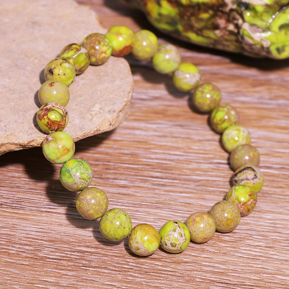 Elegant Purple Flower & Imperial Jasper Bracelet - Natural Stone Energy for Casual & Special Occasions