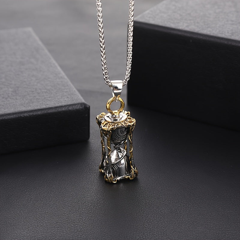 Fashion Vintage Time Hourglass Snake Pendant Necklace Stainless Steel Chain Trendy Men's Accessories