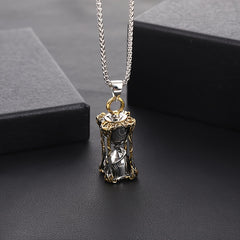 Fashion Vintage Time Hourglass Snake Pendant Necklace Stainless Steel Chain Trendy Men's Accessories