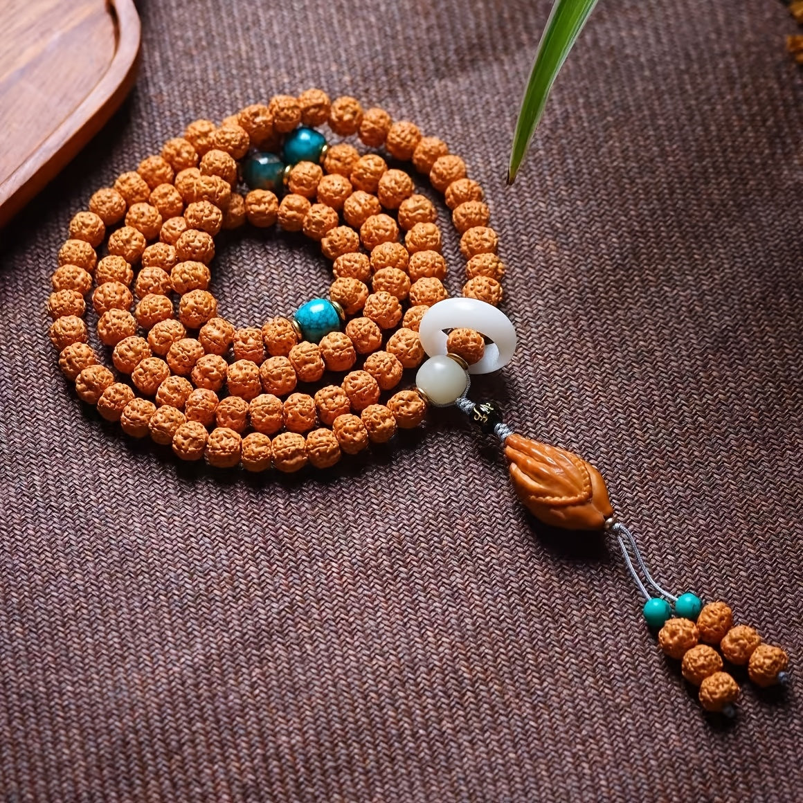 Vintage Natural Agate Bead Bracelet - 11mm Beads with Buddha Hand Pendant for Daily Protection