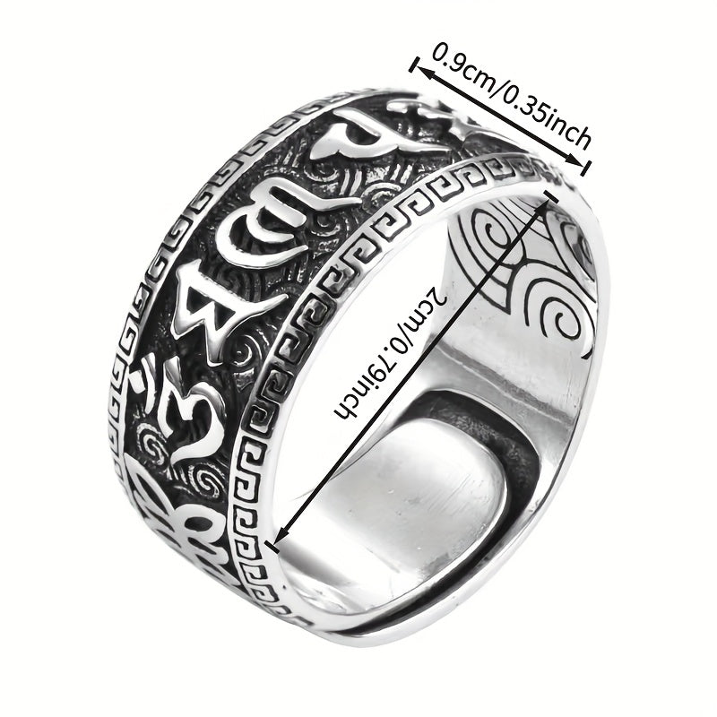 Sanskrit Mantra Silver Ring — Spiritual Wealth Attraction & Protection Amulet