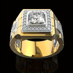 Powerful Copper Plated Gold Ring for Men | Enhance Wealth & Protection Energy with Synthetic Zircon