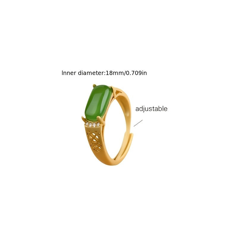 Gold-Plated Minimalist Ring with Green Stone - Enhances Harmony & Prosperity | November Birthstone Daily Wear