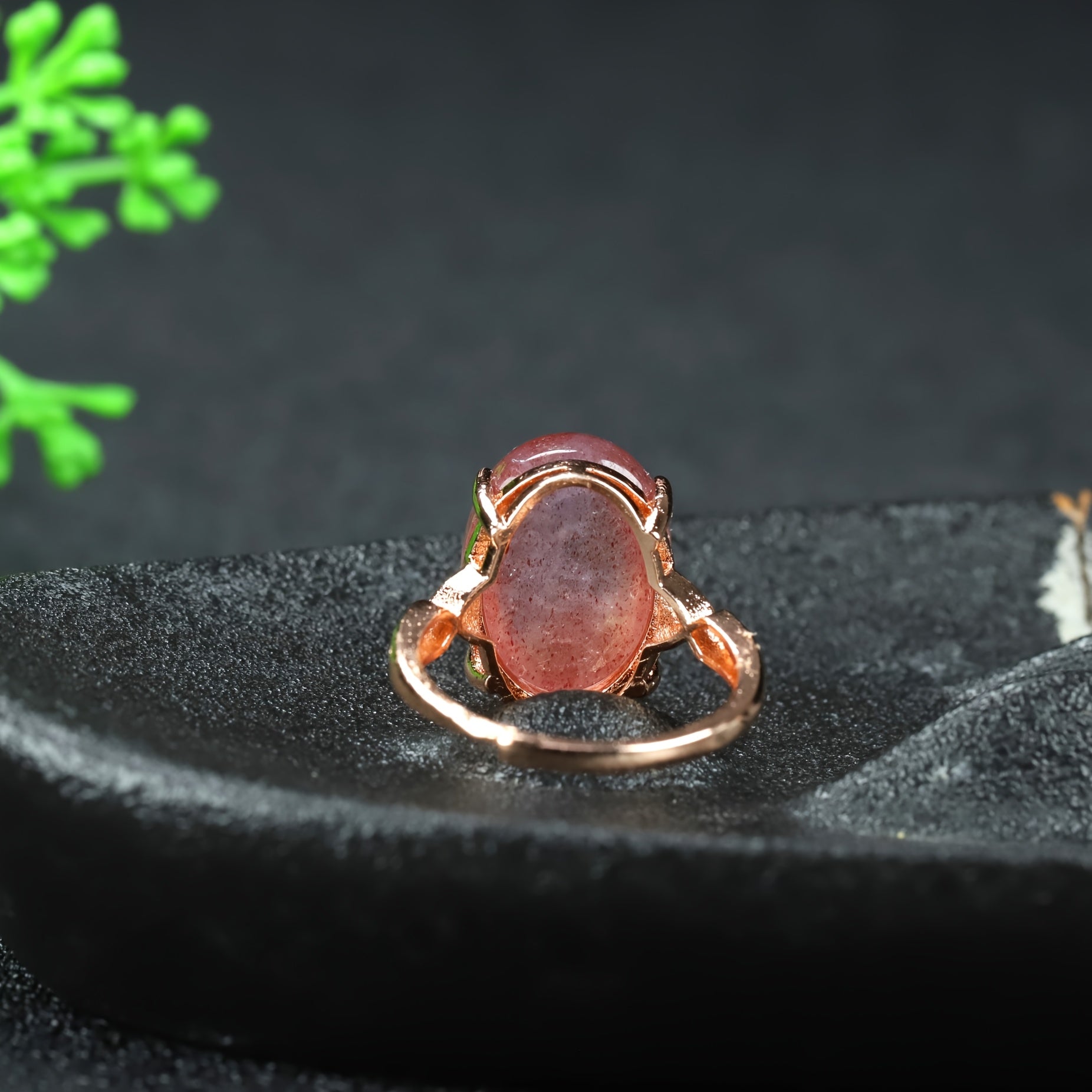 Elegant Pink Strawberry Quartz Ring - Harmonious Energy for Love & Emotional Healing