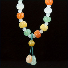 Natural Stone Pumpkin Beaded Bracelet - Handcrafted Multicolor Jewelry for Abundance, Joy, and Festive Style