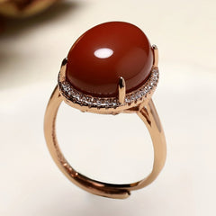 Natural Stone Couple Rings - Red Gemstone Energy for Dance Parties & Harmony