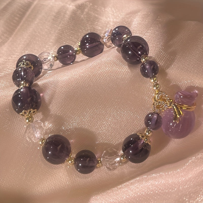 Bohemian Amethyst Bead Bracelet – Wealth & Protection Energy for Daily Wear