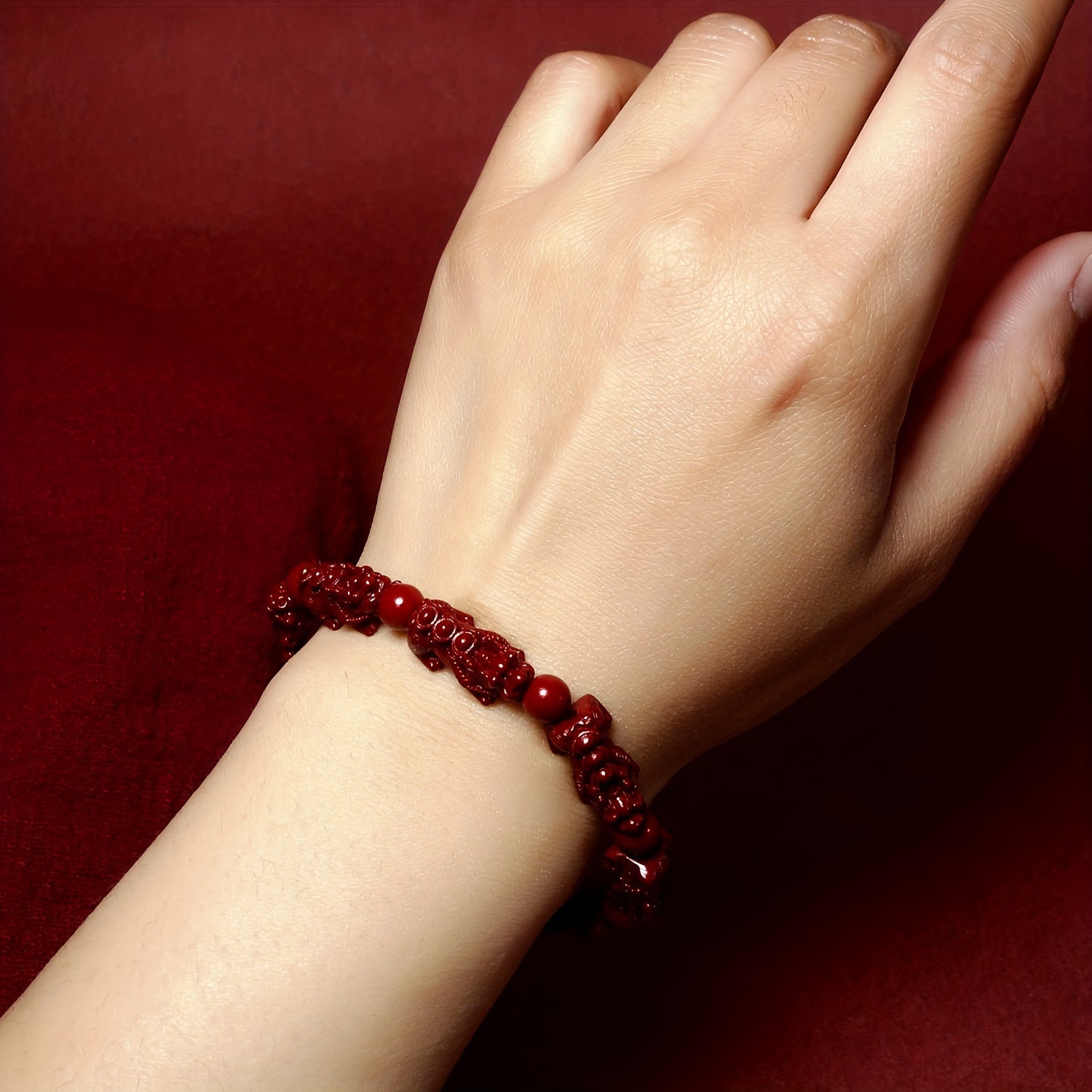 Elegant Cinnabar Dragon Bracelet - Red Energy for Wealth & Protection | Spiritual Harmony Jewelry