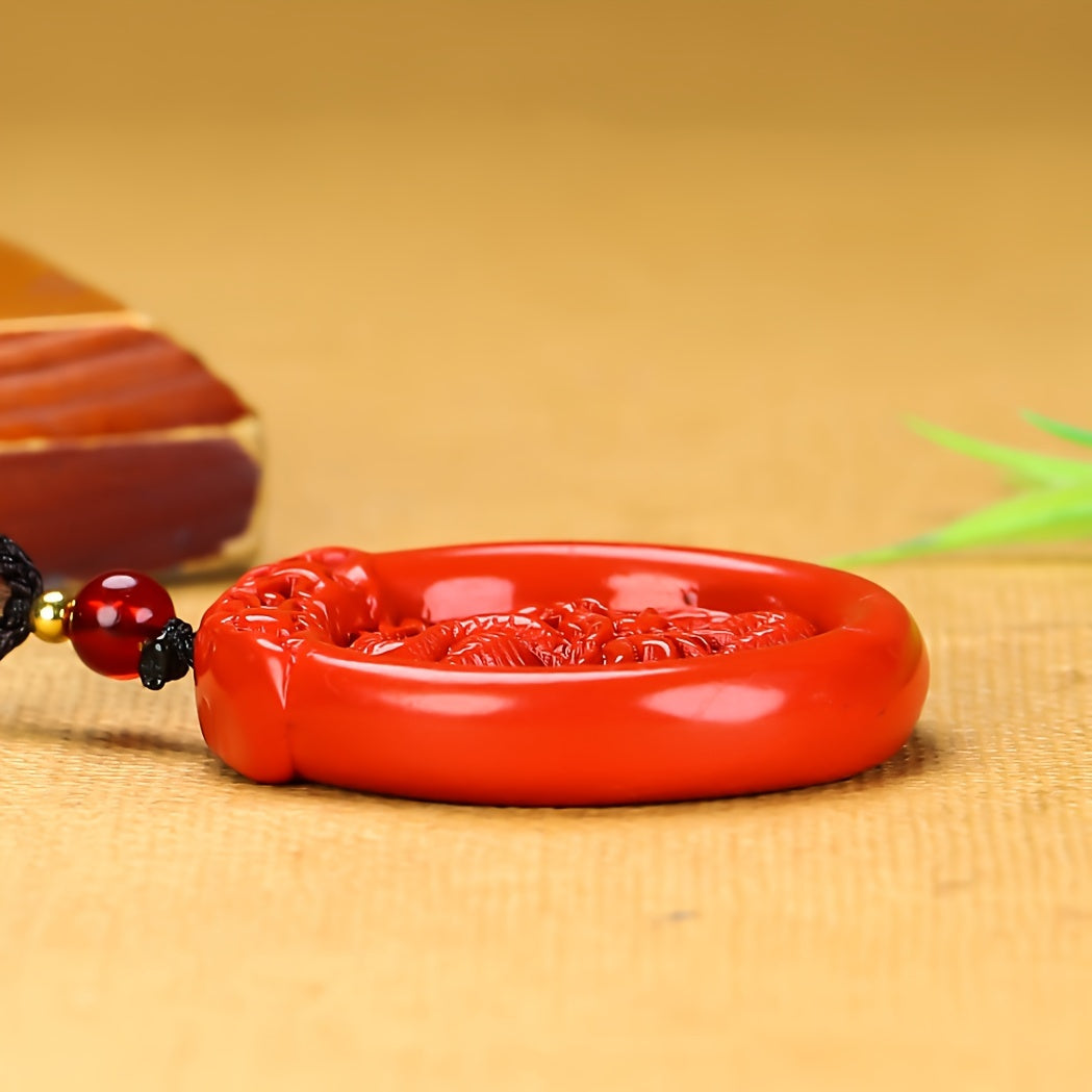 Emperor's Sand Zodiac Pendant for Luck & Protection - Double-Sided Dragon Engraving, Hollow Design Jewelry