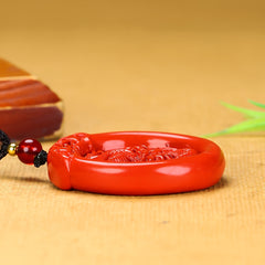 Emperor's Sand Zodiac Pendant for Luck & Protection - Double-Sided Dragon Engraving, Hollow Design Jewelry