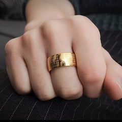 Dominant Good Luck Titanium Steel Ring - Enhance Luck with Heart Sutra Engraving