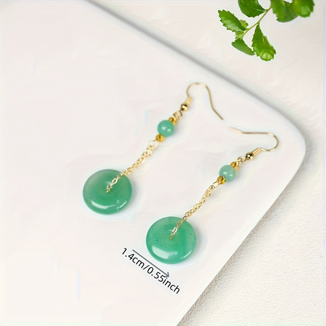 Chinese Style Butterfly Tassel Earrings - Vintage Bohemian Jade Drop Earrings for Daily Wear & Parties