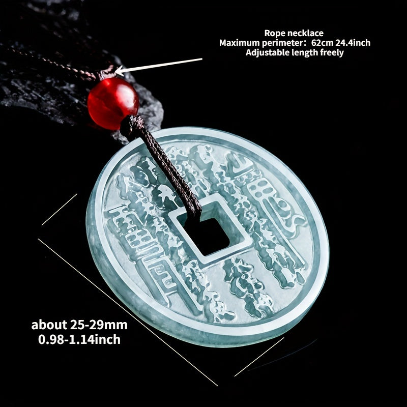 Elegant Natural Stone Pendant Necklace with Bagua Charm – Symbol of Wealth & Good Fortune