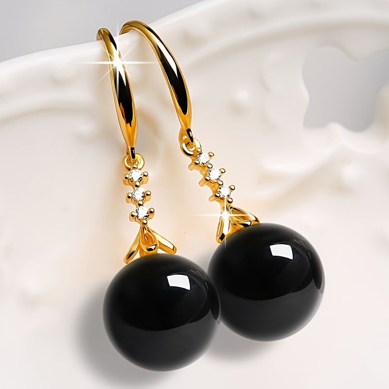 Golden Agate Dangle Earrings: Chinese Court Style for Spiritual Harmony & Everyday Elegance