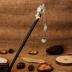 1pc Vintage Japanese Hair Stick with Floral Chain - Elegant Hairpin for Weddings & Cosplay with Teardrop Accents & Alloy Construction
