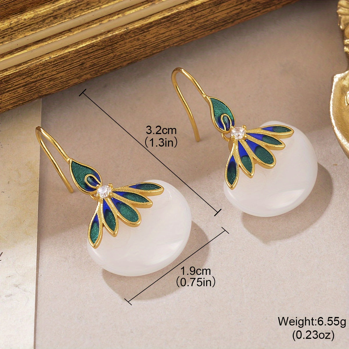 Green Copper Peacock Earrings Sexy Dangle Festival Jewelry with Mind-Body-Spirit Balance