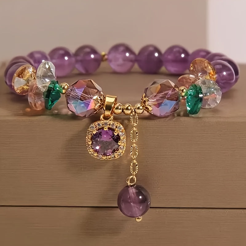 Classic Amethyst Bead Bracelet — Spiritual Harmony & Prosperity Attracting Crystal Jewelry
