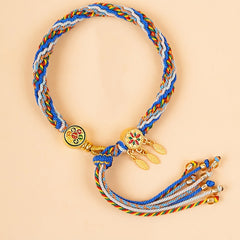Bohemian Leaf Tassel Bracelet — Rainbow Harmony, Protection & Joy Energy Bracelet