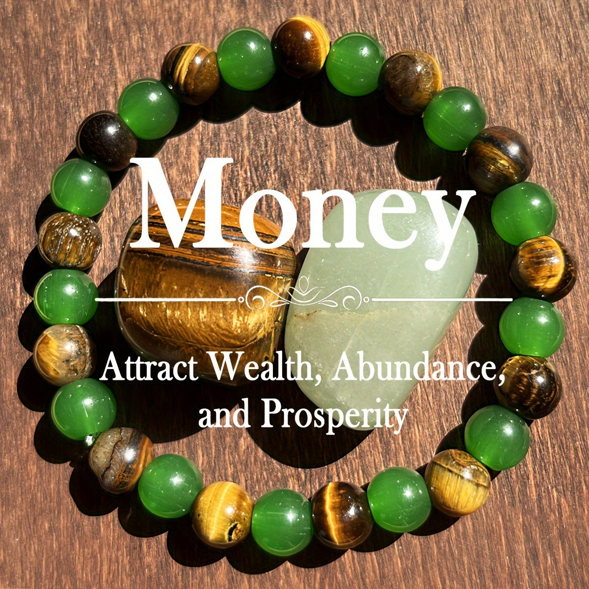 Natural Good Luck Bracelet - Tiger Eye & Green Aventurine for Wealth & Mindfulness
