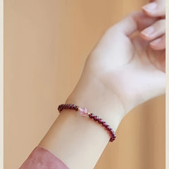 Elegant French-Inspired Natural Garnet Bead Bracelet - Love & Friendship Energy