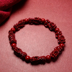 Elegant Cinnabar Dragon Bracelet - Red Energy for Wealth & Protection | Spiritual Harmony Jewelry