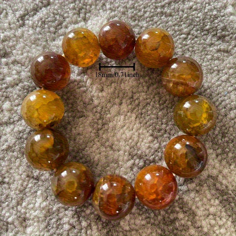 12pcs Dragon's Breath Agate Bracelet - Wealth & Protection Energy for Festivals & Parties