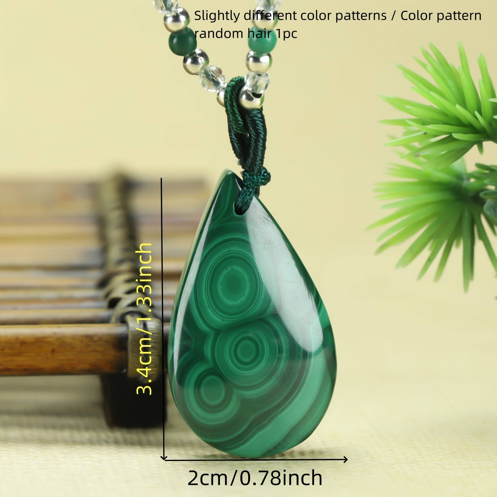 Retro Water Drop Peacock Stone Pendant for Emotional Balance & Harmony
