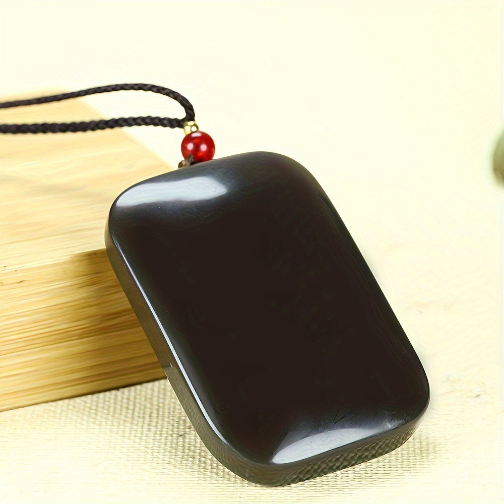 Unisex Black Obsidian Pendant Necklace for Protection and Grounding - Minimalist Casual Jewelry