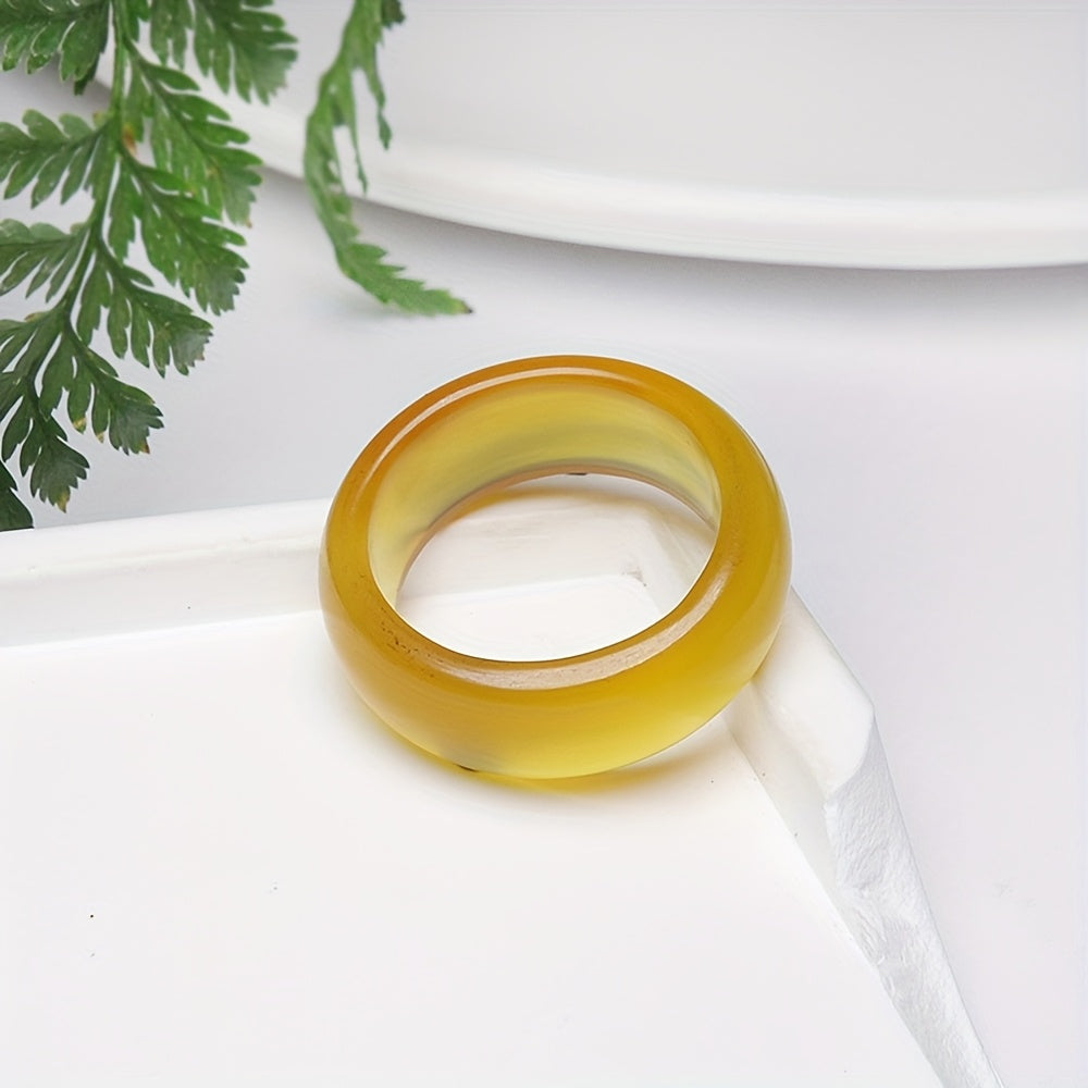 Yellow Agate Ring - Natural Stone Energy for Harmony and Prosperity