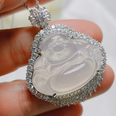 Men's Natural Agate Smiling Character Pendant Necklace - Retro Stone Jewelry for Positive Energy & Mental Clarity