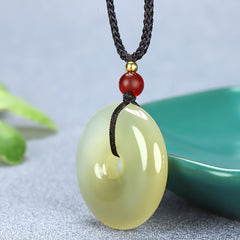 Bohemian Agate Peace Pendant Necklace - White Stone Energy for Casual Wear & Gifting