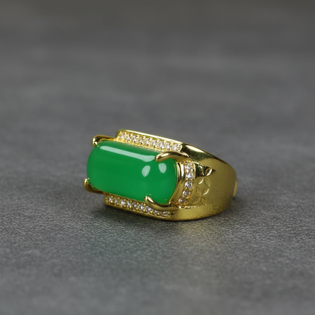 Vintage Agate Ring for Prosperity & Emotional Balance Adjustable Square Statement Ring