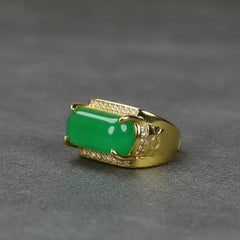 Vintage Agate Ring for Prosperity & Emotional Balance Adjustable Square Statement Ring