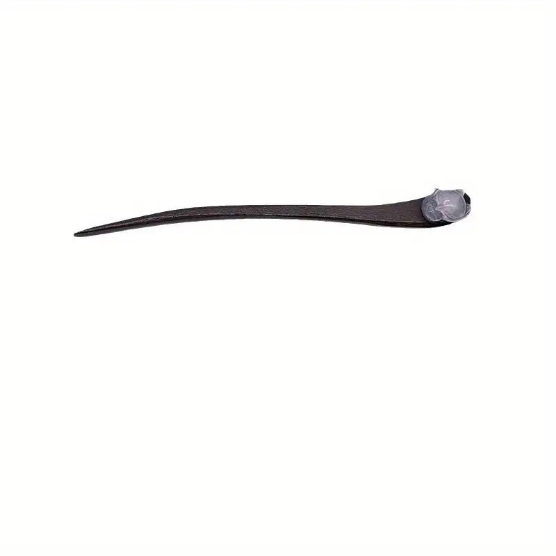 Women's Traditional Chinese Hanfu Hair Stick - Solid Wood Fox-Shaped Hairpin with White-like Caput Finial, Elegant Bun Maker for Cultural Events & Period Costumes