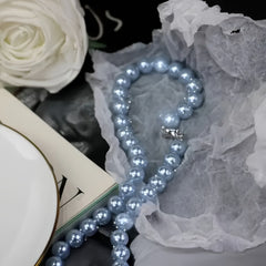 Bohemian Vacation Style Blue Freshwater Pearls Necklace - Elegant Layered Jewelry for Casual & Gift Occasions with Spiritual Energy