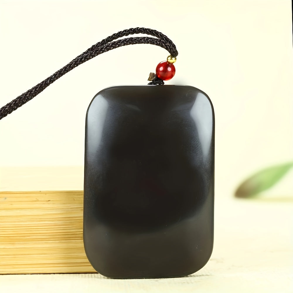 Unisex Black Obsidian Pendant Necklace for Protection and Grounding - Minimalist Casual Jewelry